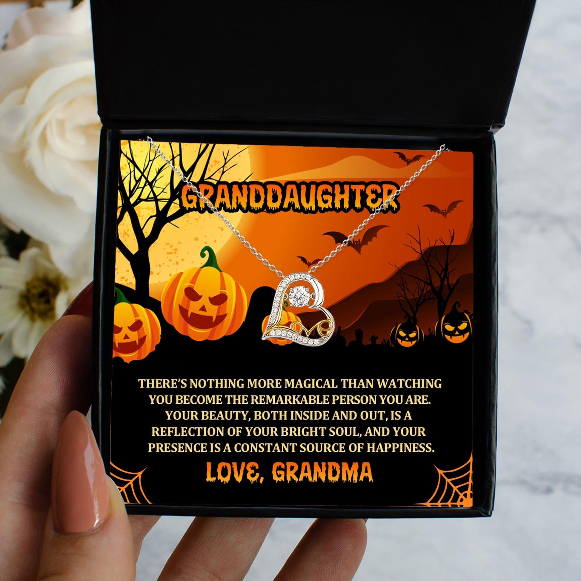 Granddaughter Halloween Gift - Nothing More Magical - Love Dancing Heart Necklace - Mallard Moon Gift Shop