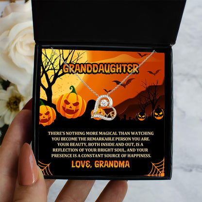 Granddaughter Halloween Gift - Nothing More Magical - Love Dancing Heart Necklace - Mallard Moon Gift Shop