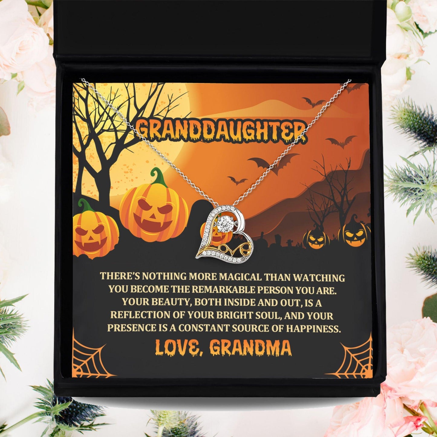 Granddaughter Halloween Gift - Nothing More Magical - Love Dancing Heart Necklace - Mallard Moon Gift Shop