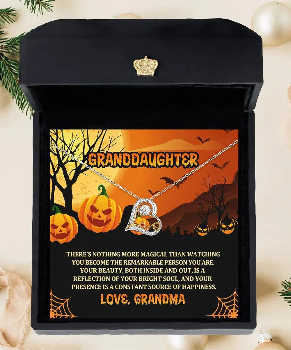 Granddaughter Halloween Gift - Nothing More Magical - Love Dancing Heart Necklace