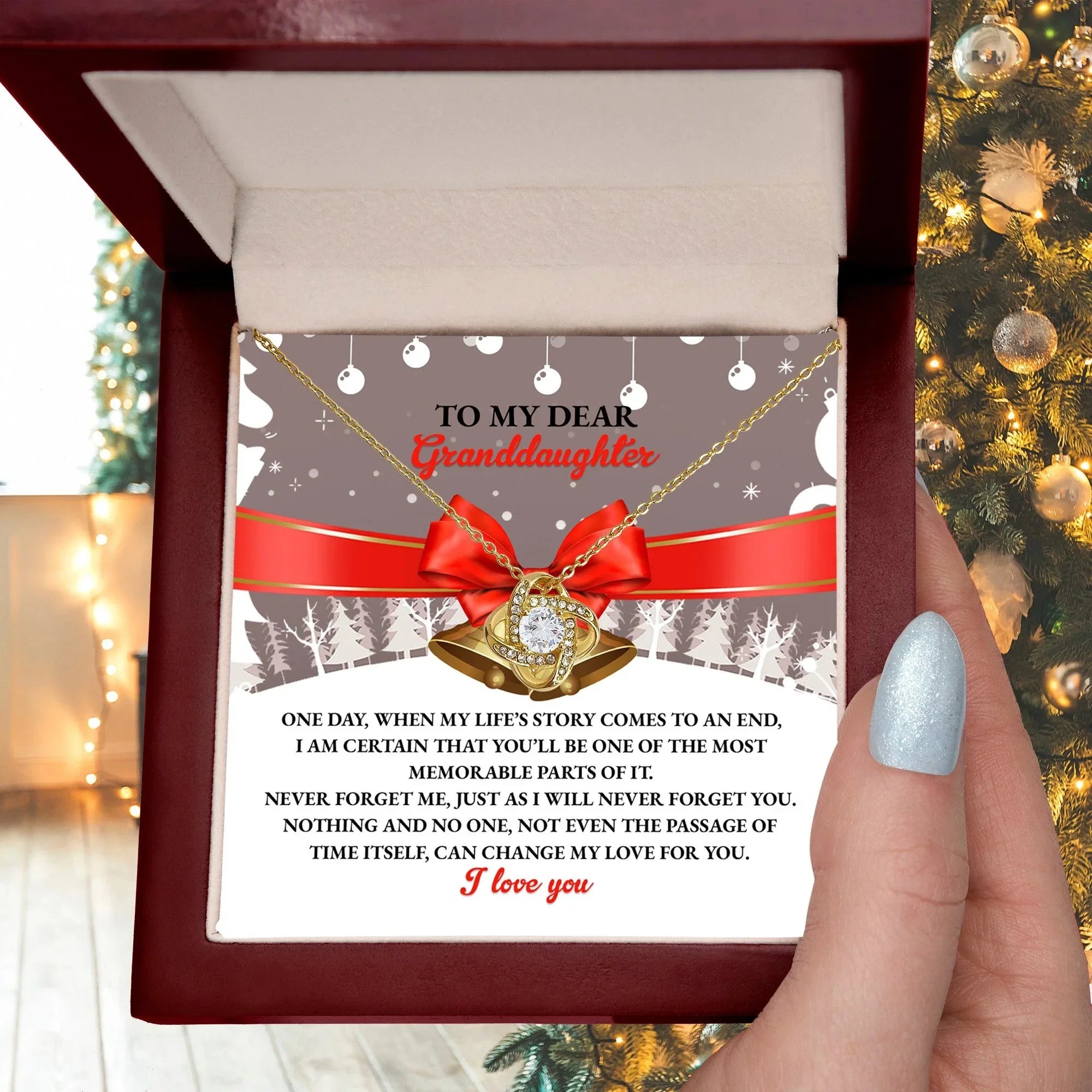 Gift for Granddaughter - Most Memorable Parts of My Life Story - Love Knot Pendant Necklace