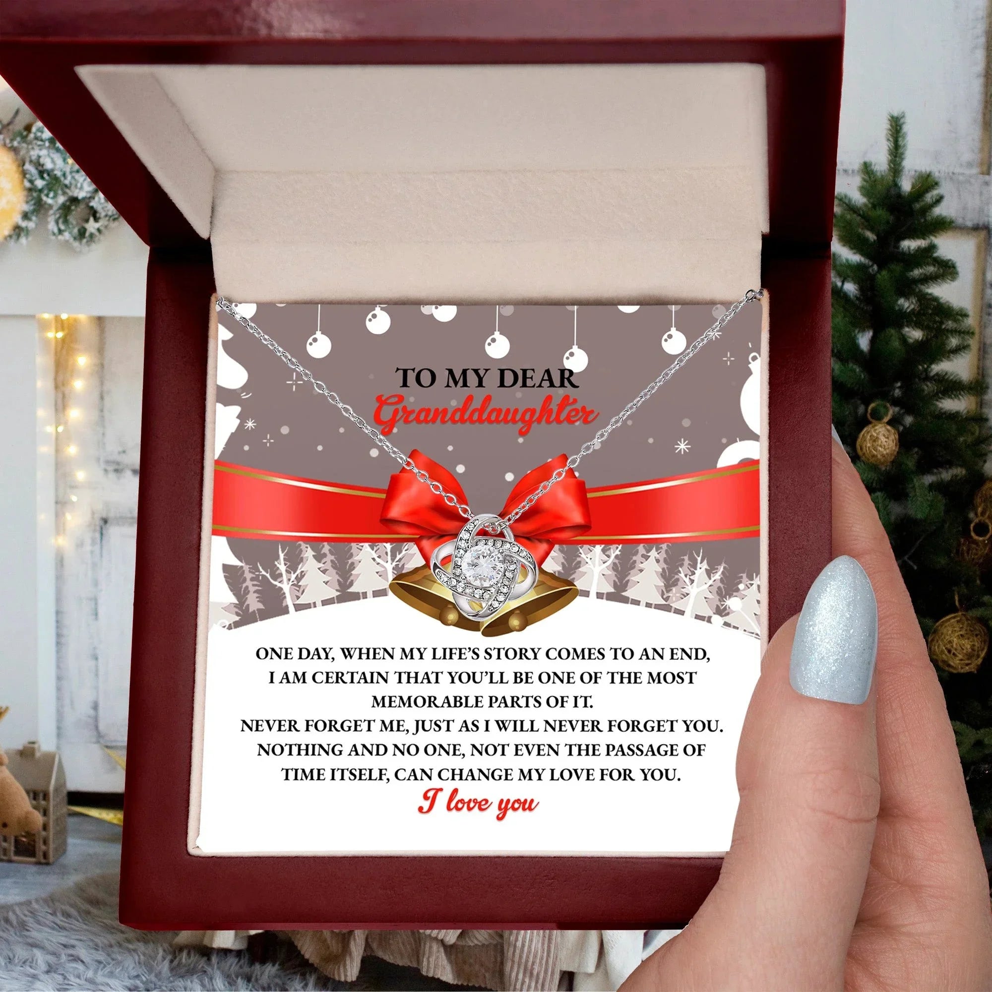 Gift for Granddaughter - Most Memorable Parts of My Life Story - Love Knot Pendant Necklace
