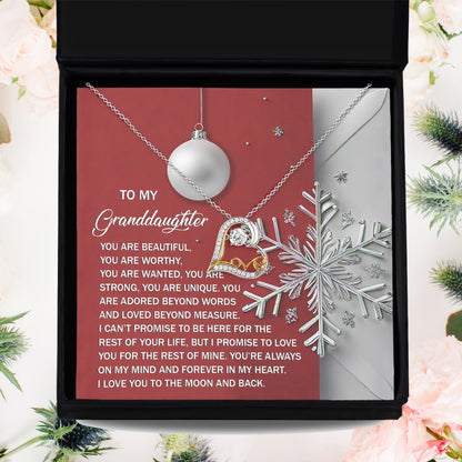 Gift for Granddaughter - Moon And Back - Love Dancing Heart Pendant Necklace - Mallard Moon