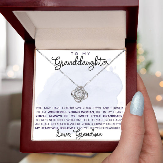 Granddaughter My Heart Will Always Follow You- Love Knot Necklace - Mallard Moon Gift Shop