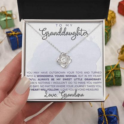 Granddaughter My Heart Will Always Follow You- Love Knot Necklace - Mallard Moon Gift Shop