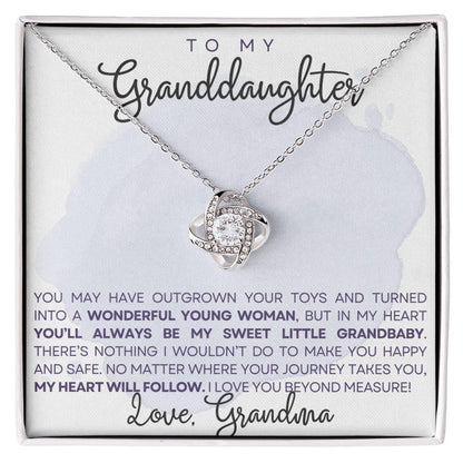 Granddaughter My Heart Will Always Follow You- Love Knot Necklace - Mallard Moon Gift Shop