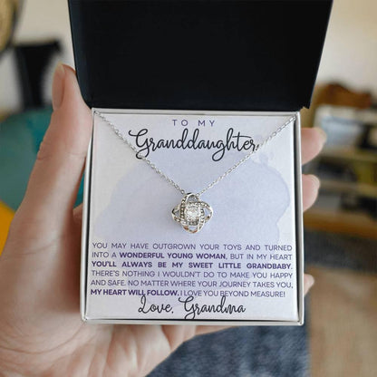 Granddaughter My Heart Will Always Follow You- Love Knot Necklace - Mallard Moon Gift Shop