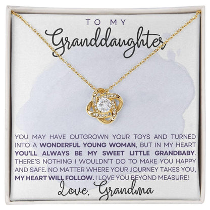 Granddaughter My Heart Will Always Follow You- Love Knot Necklace - Mallard Moon Gift Shop