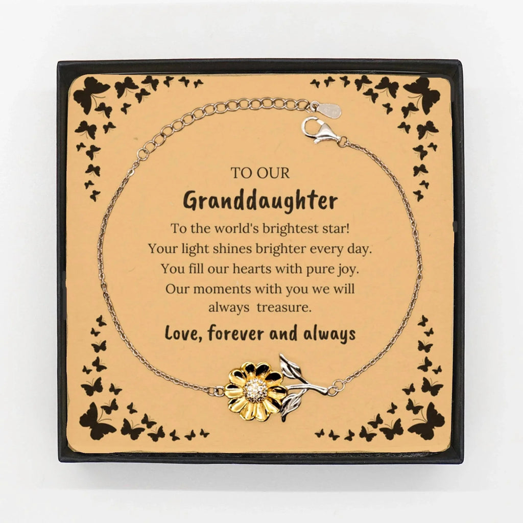 Granddaughter Sunflower Bracelet - To My Granddaughter You fill Our Hearts With Pure Joy. Our Moments With You We Will Always Treasure.