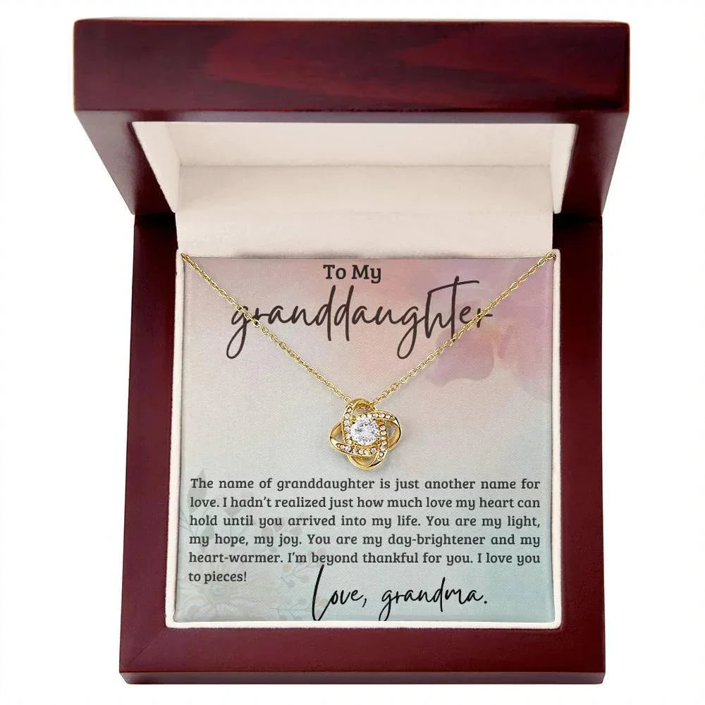 Granddaughter You are my Light, my hope, My Joy - Love Knot Necklace