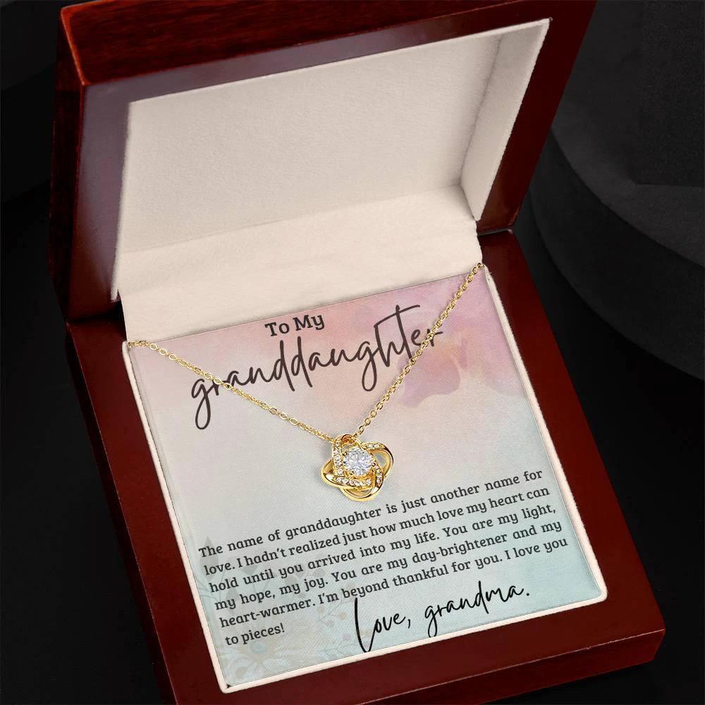 Granddaughter You are my Light, my hope, My Joy - Love Knot Necklace