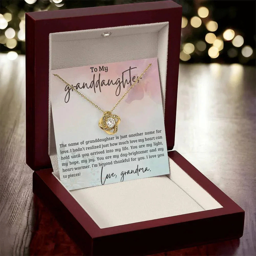 Granddaughter You are my Light, my hope, My Joy - Love Knot Necklace