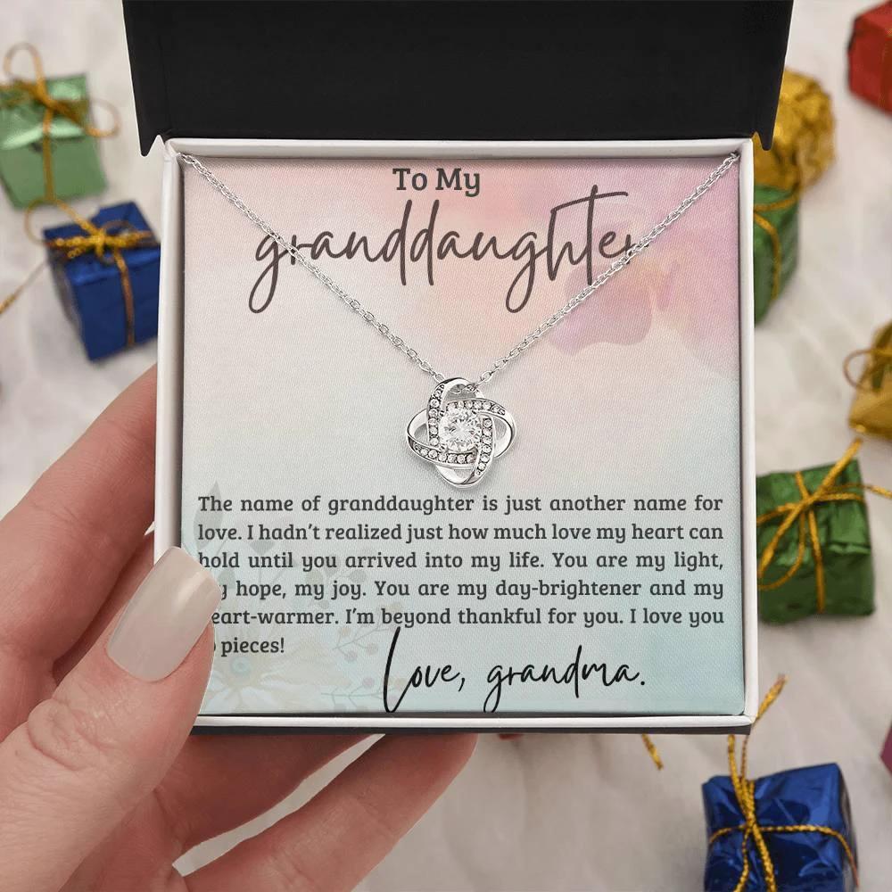 Granddaughter You are my Light, my hope, My Joy - Love Knot Necklace