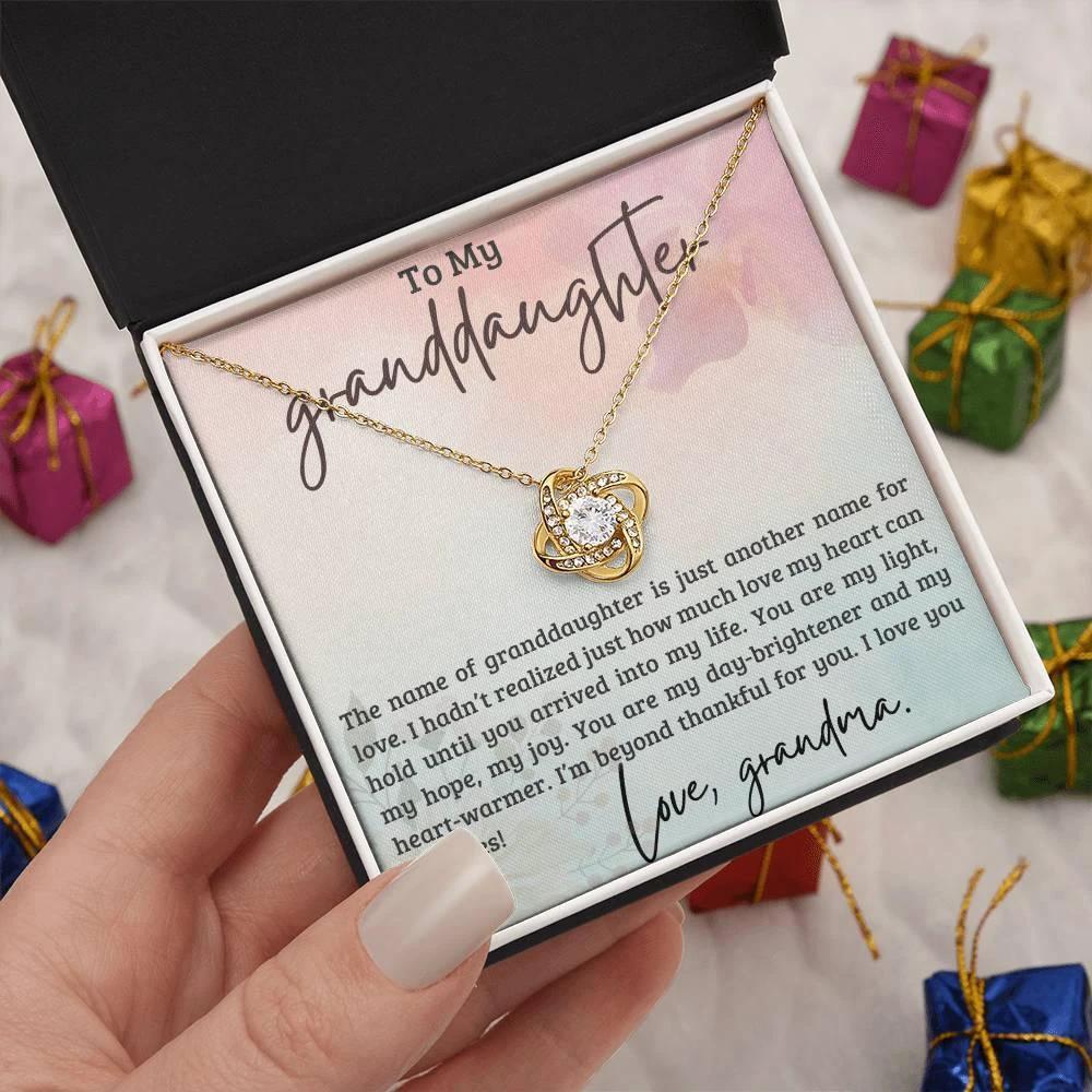 Granddaughter You are my Light, my hope, My Joy - Love Knot Necklace