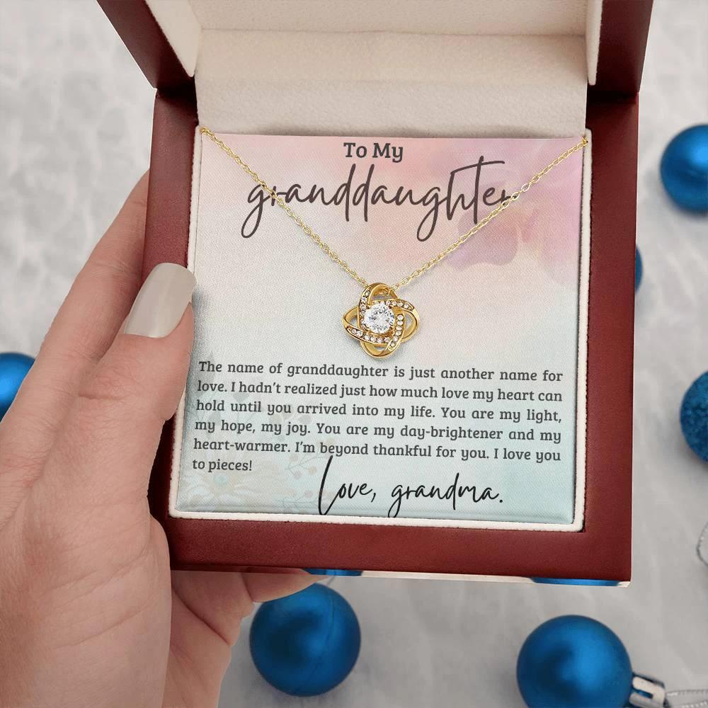 Granddaughter You are my Light, my hope, My Joy - Love Knot Necklace