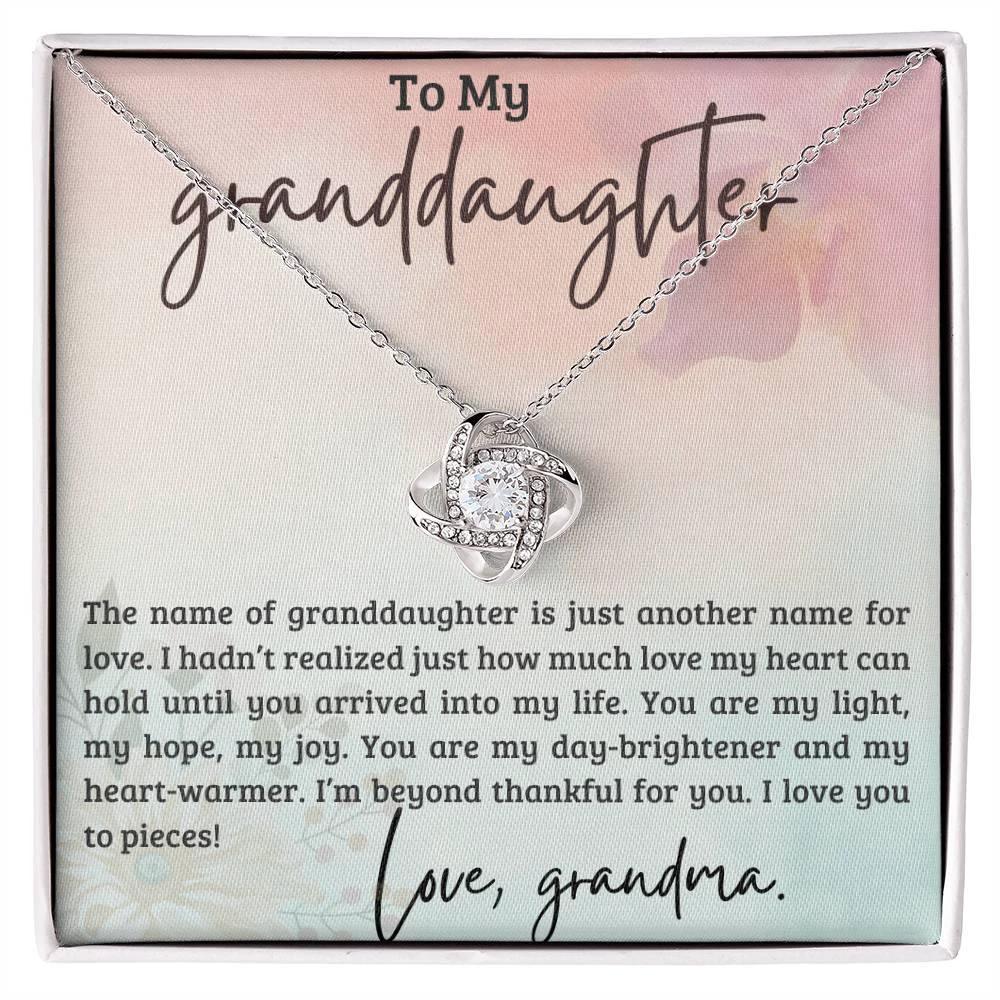 Granddaughter You are my Light, my hope, My Joy - Love Knot Necklace