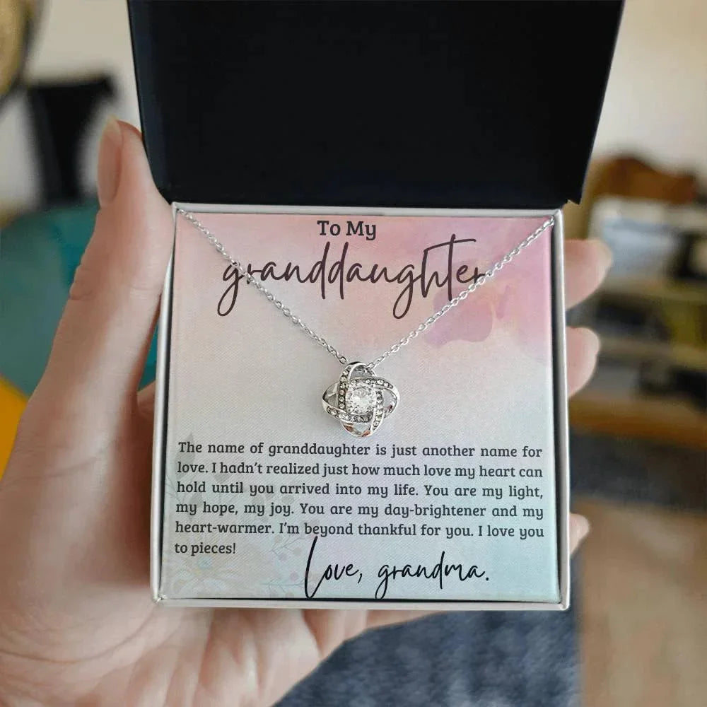 Granddaughter You are my Light, my hope, My Joy - Love Knot Necklace