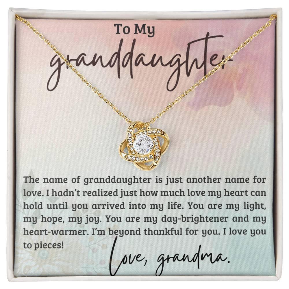 Granddaughter You are my Light, my hope, My Joy - Love Knot Necklace