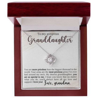 Granddaughter You Are Priceless- Love Knot Necklace - Mallard Moon Gift Shop