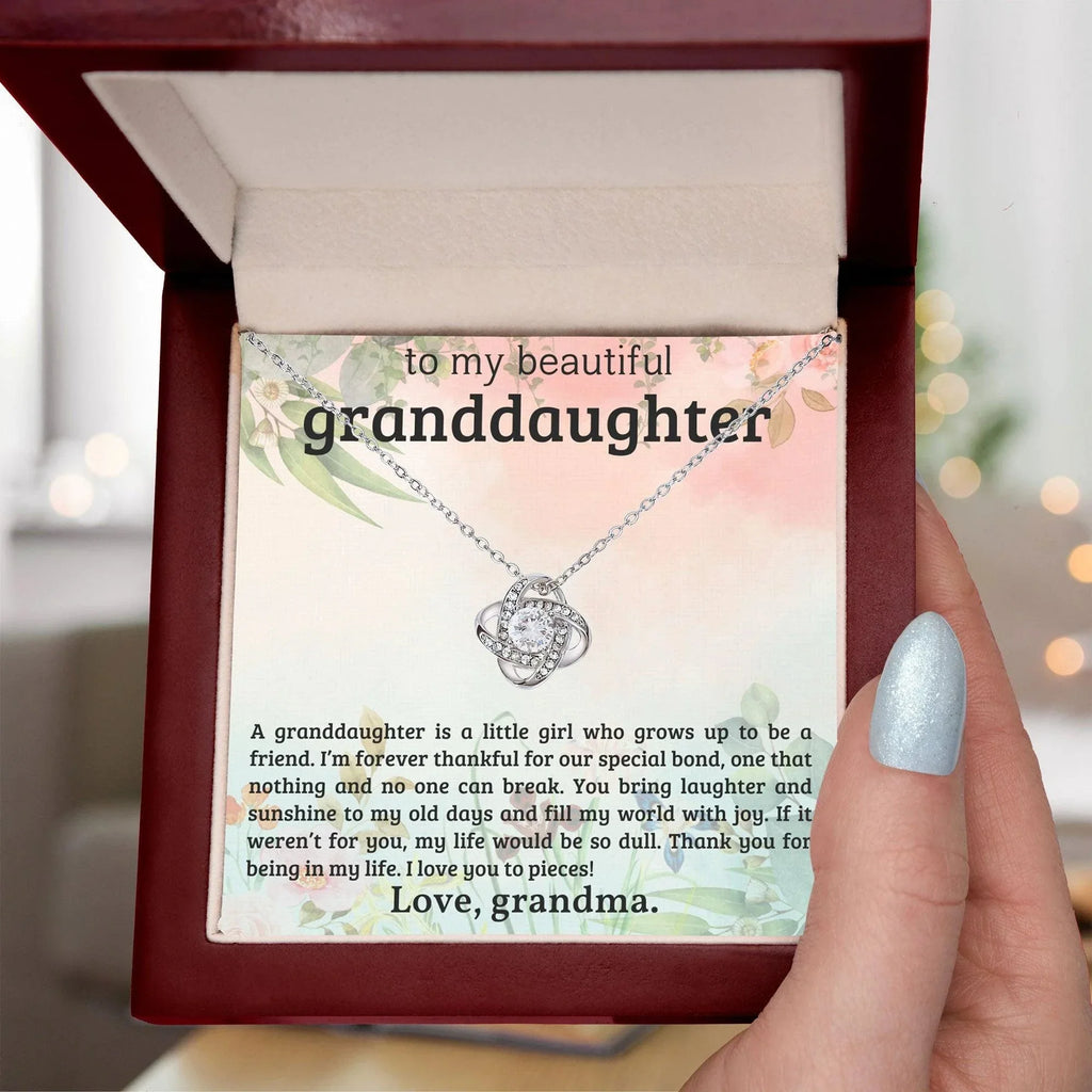 Granddaughter You Bring Laughter and Sunshine - Love Knot Necklace