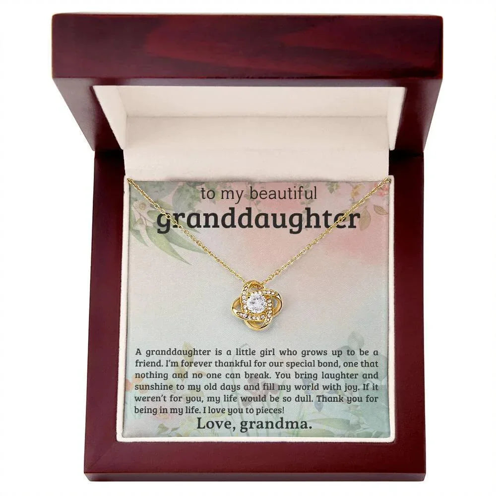 Granddaughter You Bring Laughter and Sunshine - Love Knot Necklace