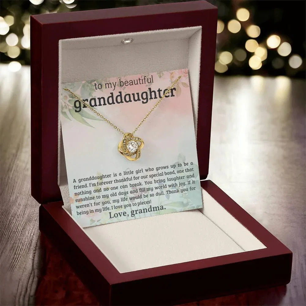 Granddaughter You Bring Laughter and Sunshine - Love Knot Necklace