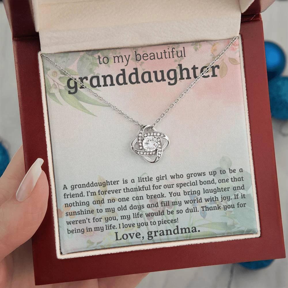 Granddaughter You Bring Laughter and Sunshine - Love Knot Necklace