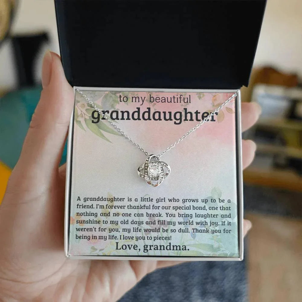 Granddaughter You Bring Laughter and Sunshine - Love Knot Necklace