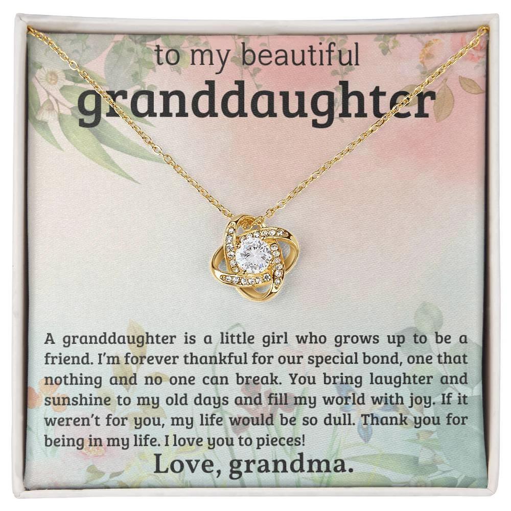 Granddaughter You Bring Laughter and Sunshine - Love Knot Necklace