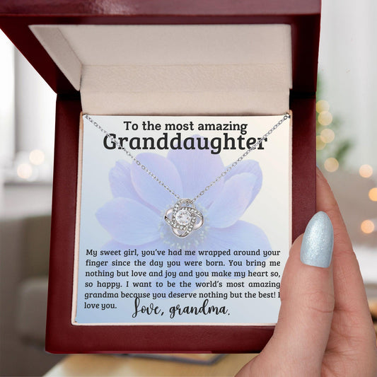Granddaughter You have me Wrapped Around Your Finger- Love Knot Necklace - Mallard Moon Gift Shop