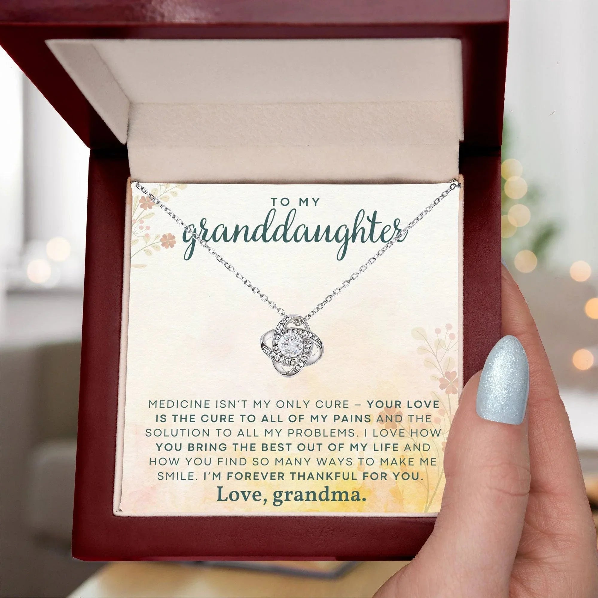 Granddaughter You Make Me Smile- Love Knot Necklace