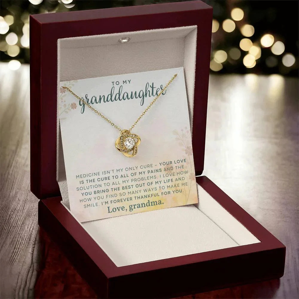 Granddaughter You Make Me Smile- Love Knot Necklace