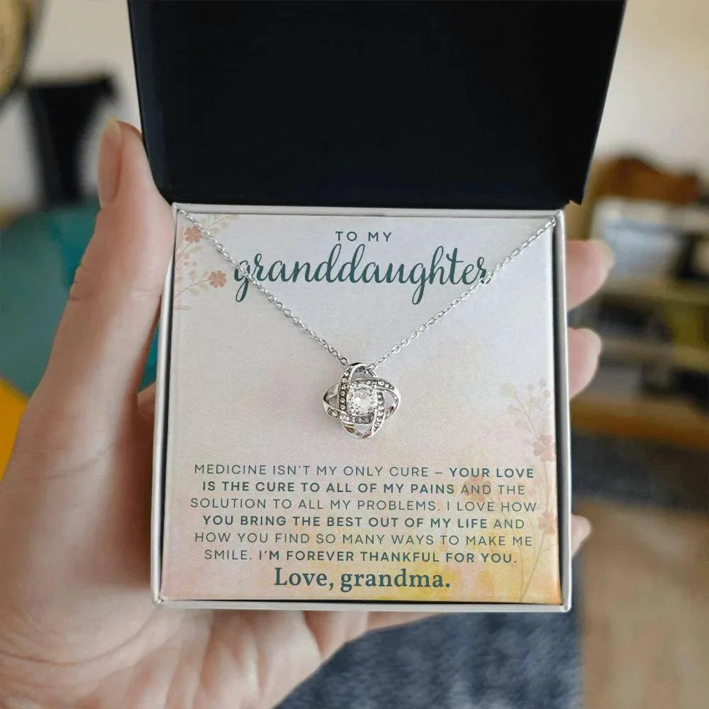 Granddaughter You Make Me Smile- Love Knot Necklace