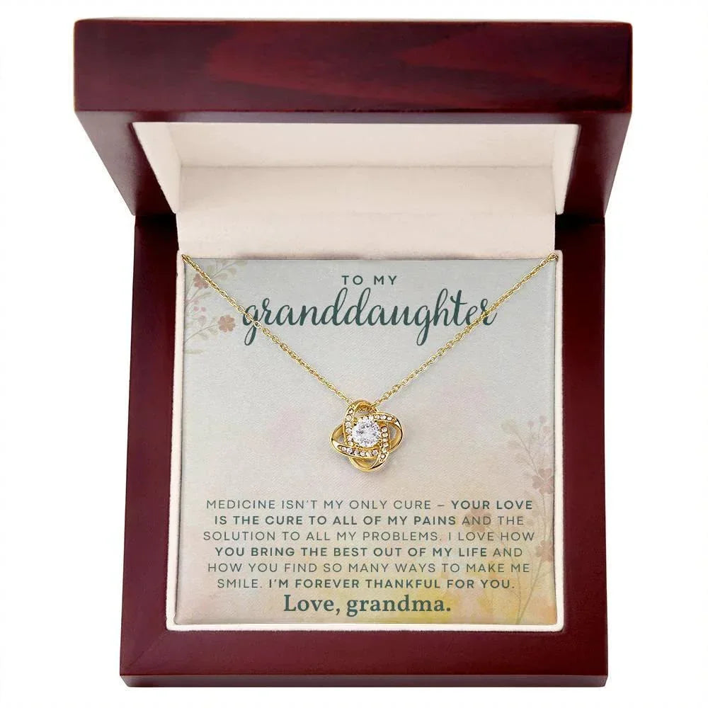 Granddaughter You Make Me Smile- Love Knot Necklace