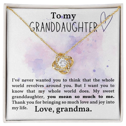 Granddaughter You Mean So Much To Me - Love Knot Necklace - Mallard Moon Gift Shop