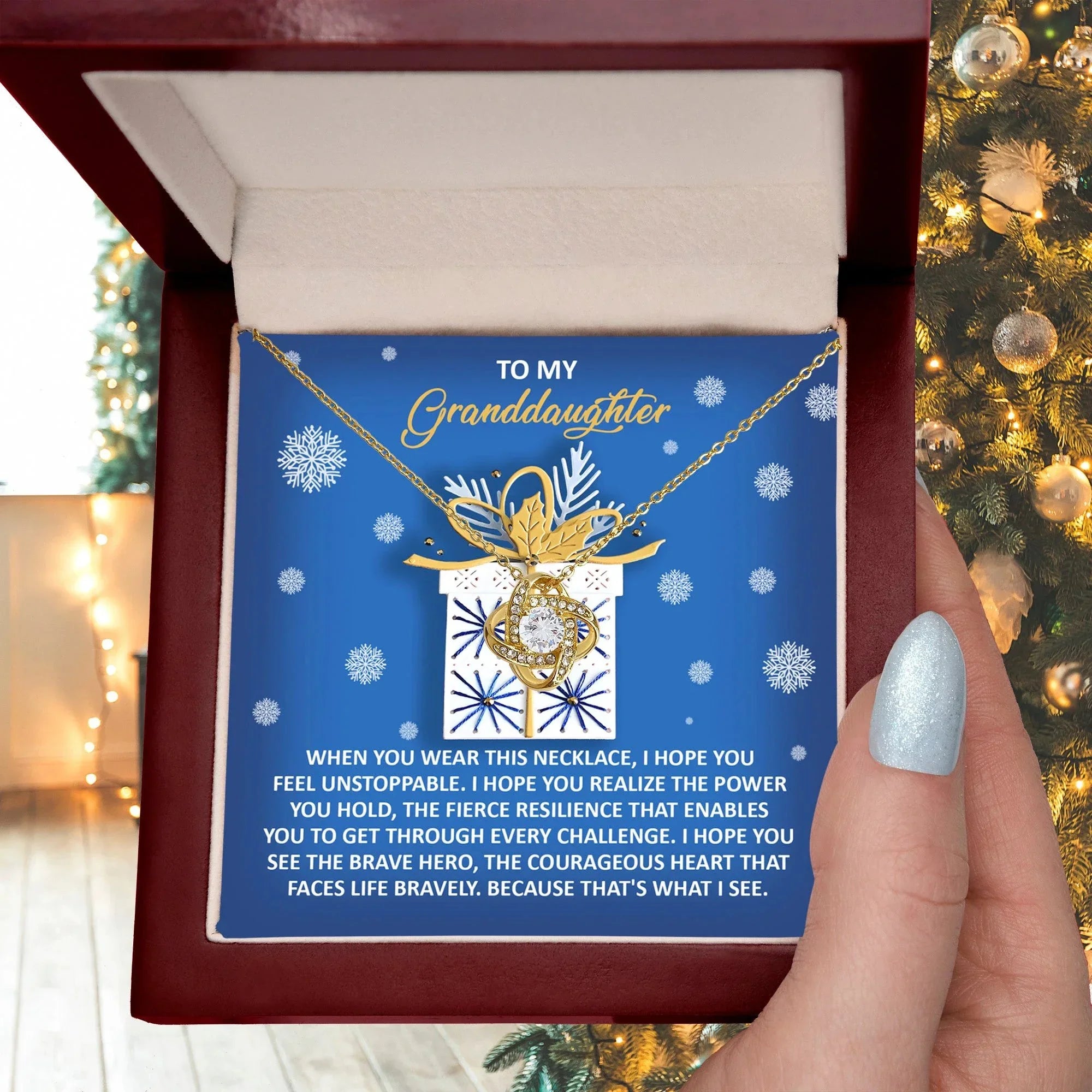 Gift for Granddaughter - Brave Hero - Love Knot Pendant Necklace
