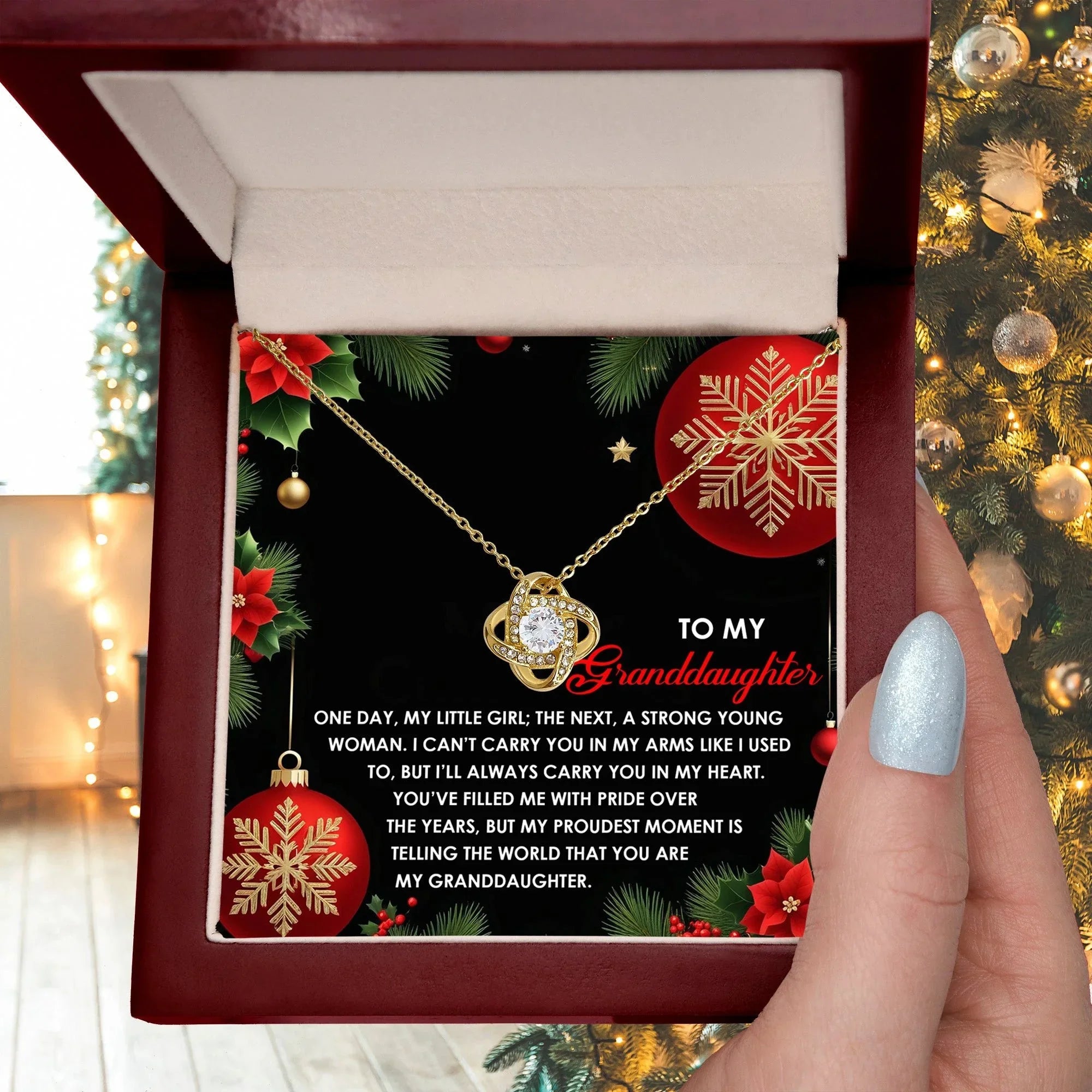 Gift for Granddaughter - Proudest Moment - Love Knot Pendant Necklace