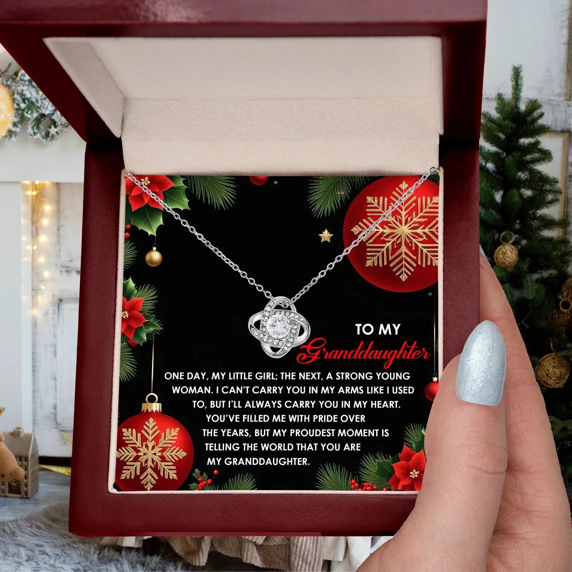 Gift for Granddaughter - Proudest Moment - Love Knot Pendant Necklace