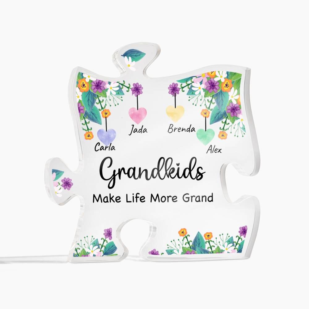Grandkids Make Life Grand Personalized Acrylic Puzzle Plaque - Mallard Moon Gift Shop