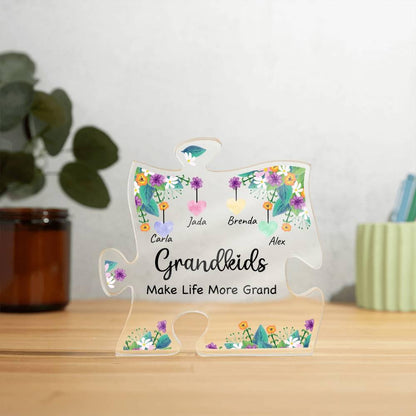 Grandkids Make Life Grand Personalized Acrylic Puzzle Plaque - Mallard Moon Gift Shop