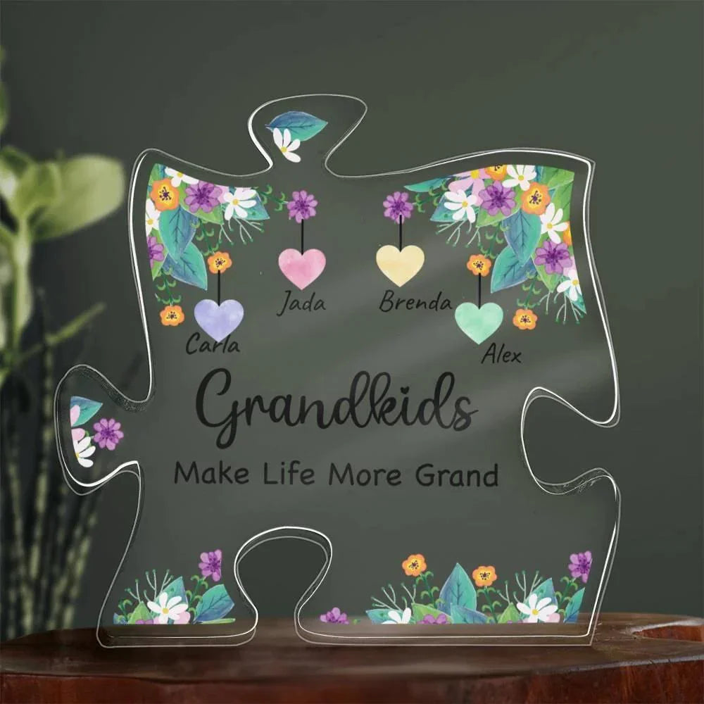 Grandkids Make Life Grand Personalized Acrylic Puzzle Plaque