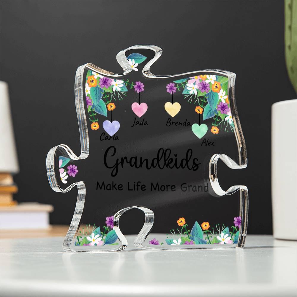 Grandkids Make Life Grand Personalized Acrylic Puzzle Plaque - Mallard Moon Gift Shop
