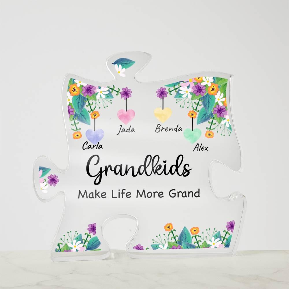 Grandkids Make Life Grand Personalized Acrylic Puzzle Plaque - Mallard Moon Gift Shop