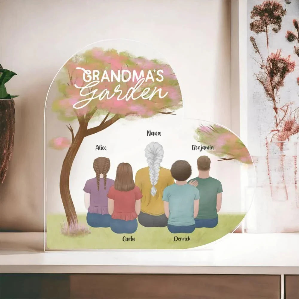 Grandma's Garden Personalized Acrylic Heart Plaque