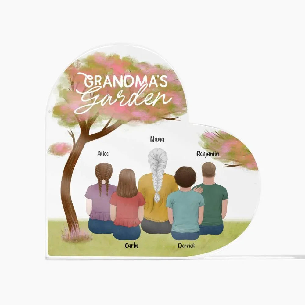 Grandma's Garden Personalized Acrylic Heart Plaque