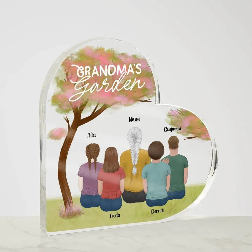 Grandma's Garden Personalized Acrylic Heart Plaque