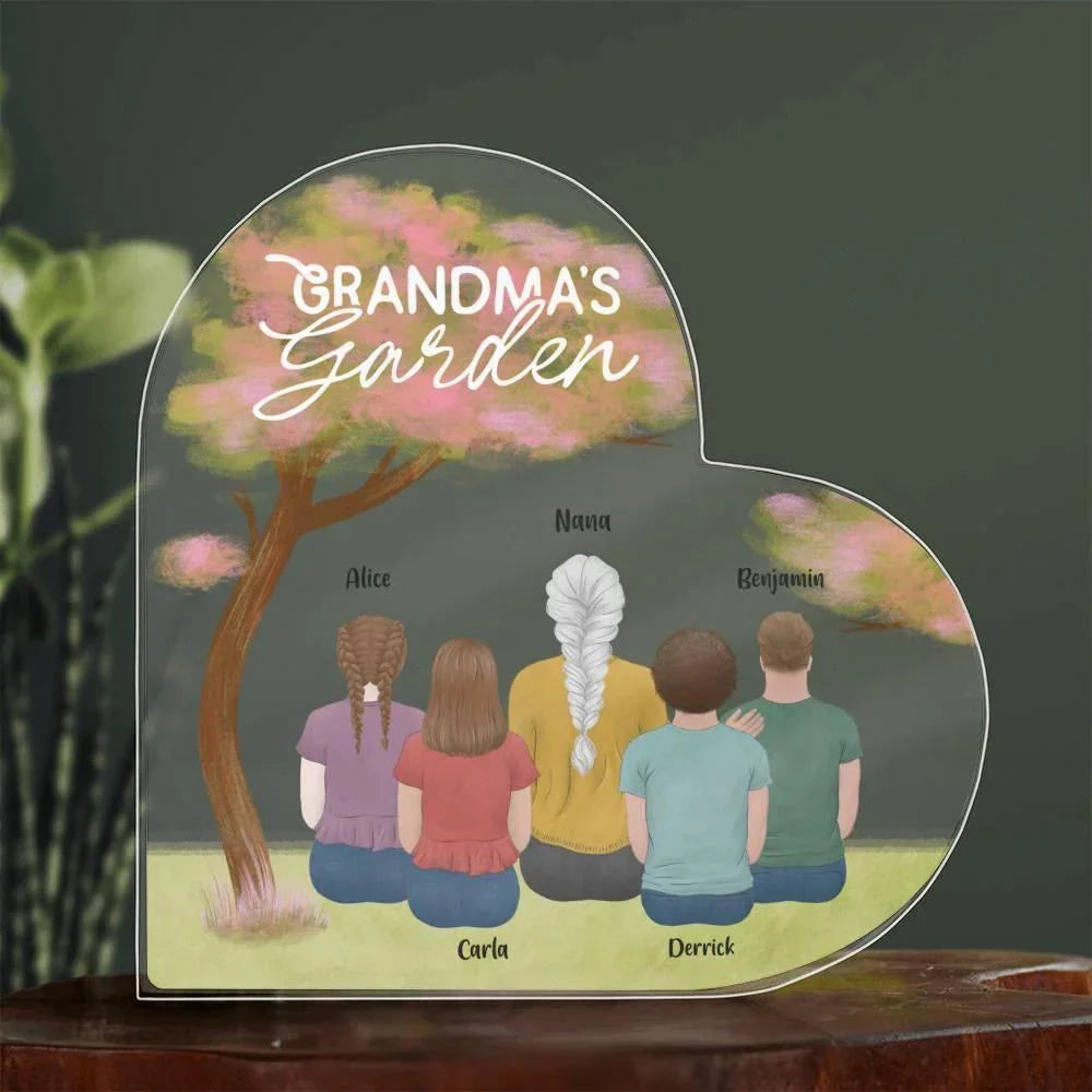 Grandma's Garden Personalized Acrylic Heart Plaque