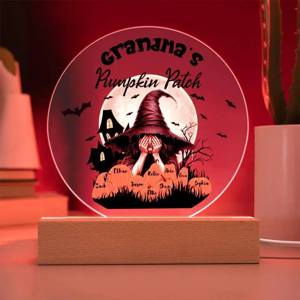 Grandma's Pumpkin Patch - Personalize with Grandkid's Names for a Spooky Halloween Acrylic Plaque