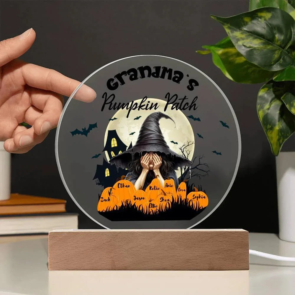 Grandma's Pumpkin Patch - Personalize with Grandkid's Names for a Spooky Halloween Acrylic Plaque