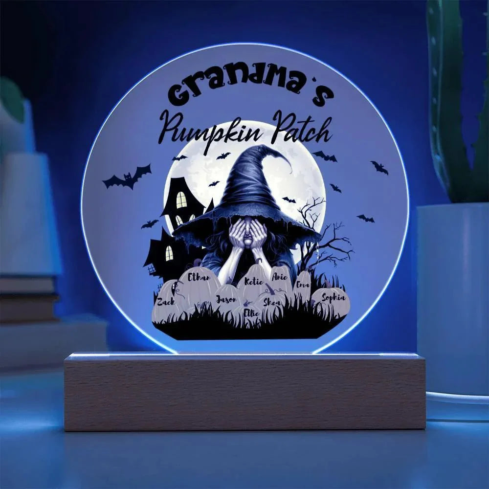 Grandma's Pumpkin Patch - Personalize with Grandkid's Names for a Spooky Halloween Acrylic Plaque